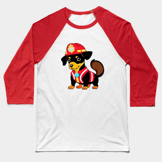 Puppy as firefighter Baseball T-Shirt by IDesign23